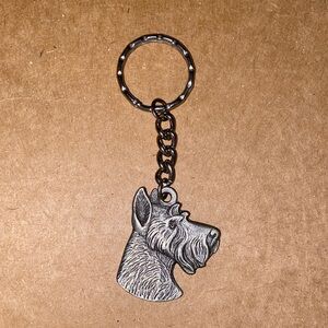Vintage I Love My Schnauzer Dog Keychain Rawcliffe Pewter 1982